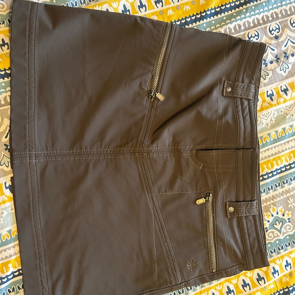 Brown Mini Skirt with Zipper Details